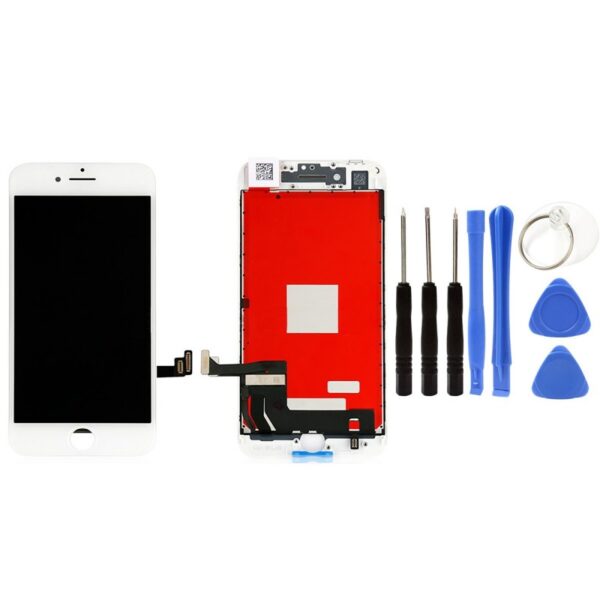 ECRAN LCD + VITRE TACTILE SUR CHASSIS POUR IPHONE 8 BLANC + OUTILS