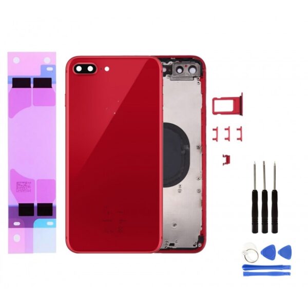 Chassis Arriere pour iPhone 8 PLUS Rouge - Chassis Coque nu + COLLE