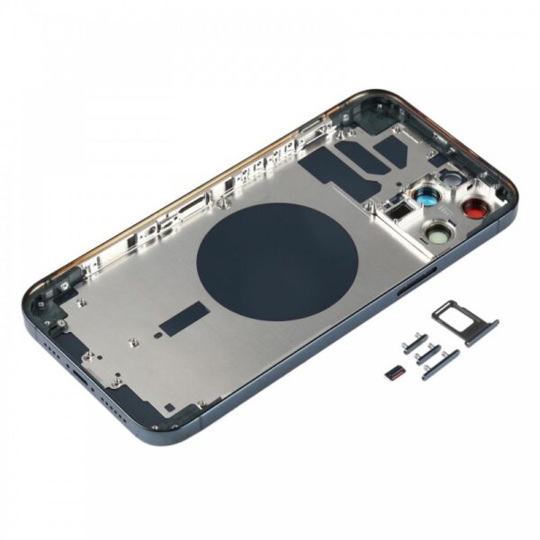 Chassis Arriere pour iPhone 12 PRO MAX BLEUE - Chassis Coque nu + COLLE