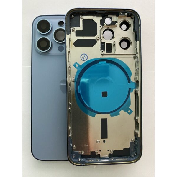 Chassis Arriere pour iPhone 13 PRO BLEUE - Chassis Coque nu + COLLE