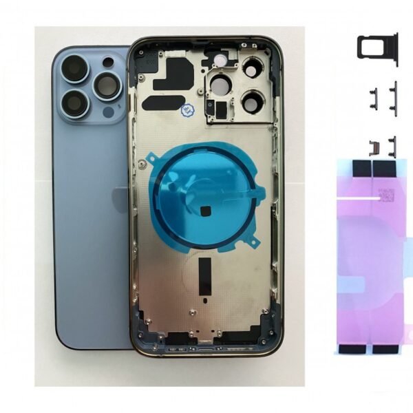 Chassis Arriere pour iPhone 13 PRO MAX BLEUE - Chassis Coque nu + COLLE