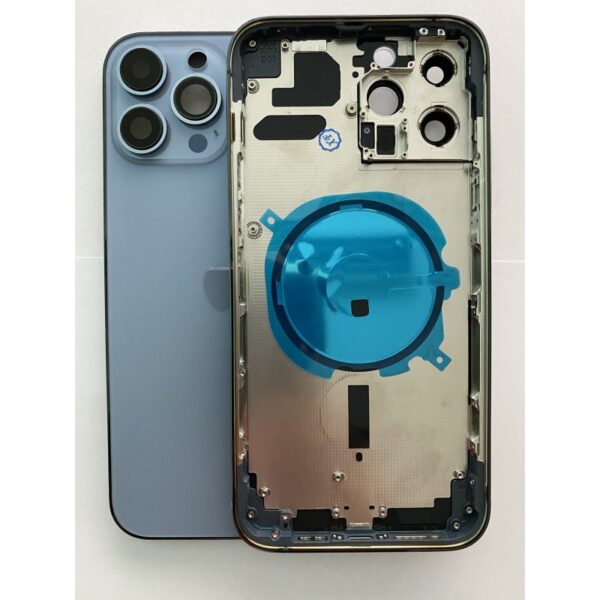 Chassis Arriere pour iPhone 13 PRO MAX BLEUE - Chassis Coque nu + COLLE