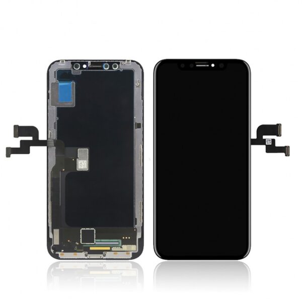 ECRAN LCD POUR IPHONE X/10 VITRE TACTILE SUR CHASSIS / Noir Argent