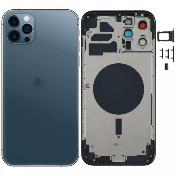 Chassis Arriere pour iPhone 12 PRO MAX BLEUE - Chassis Coque nu + COLLE