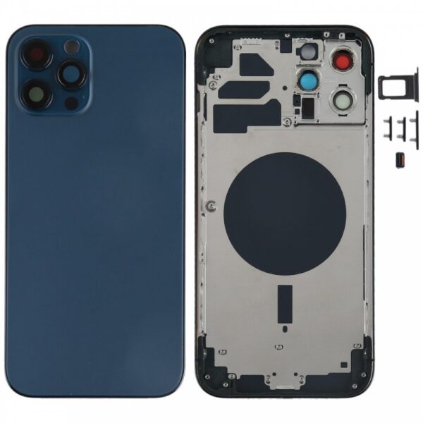 Chassis Arriere pour iPhone 12 PRO MAX BLEUE - Chassis Coque nu + COLLE