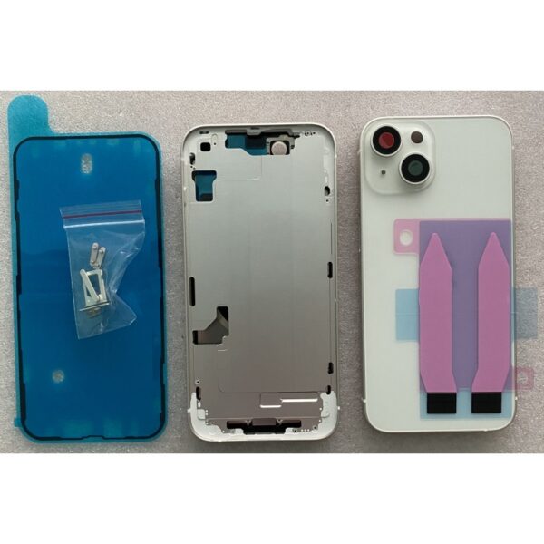 Chassis Arriere remplacement NU pour iPhone 14 BLANC - Coque nu + COLLE