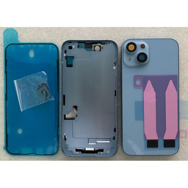 Chassis Arriere remplacement NU pour iPhone 14 BLEUE - Coque nu + COLLE